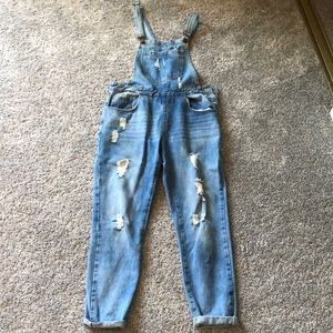 Barely worn blue denim overalls